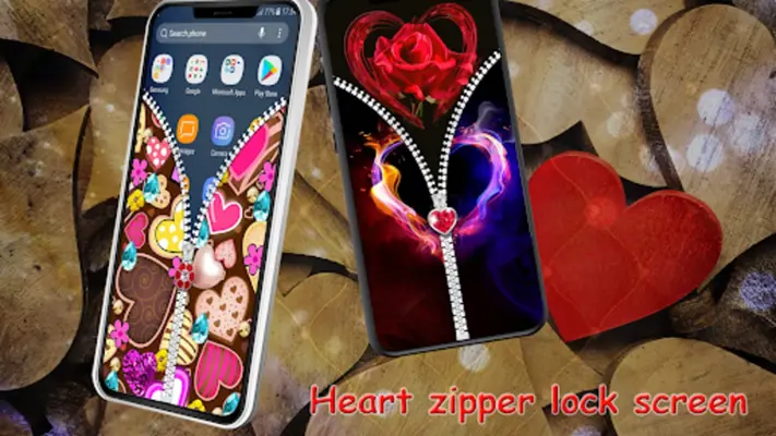 Heart Zipper Lock Screen android App screenshot 0