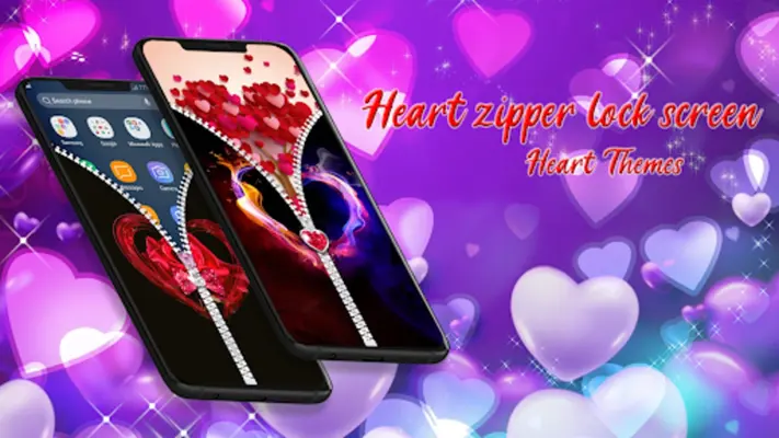 Heart Zipper Lock Screen android App screenshot 1