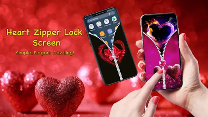 Heart Zipper Lock Screen android App screenshot 2