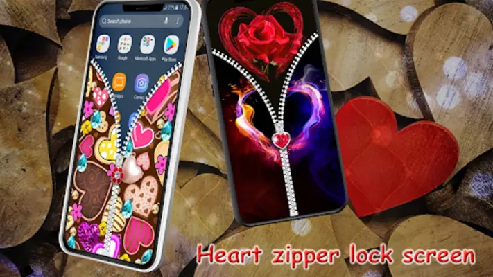 Heart Zipper Lock Screen android App screenshot 3