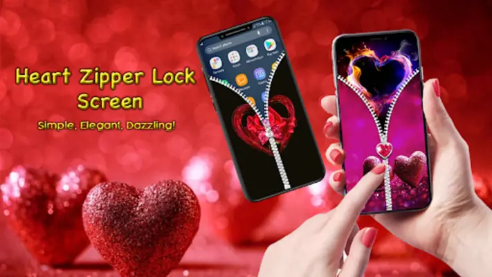 Heart Zipper Lock Screen android App screenshot 5